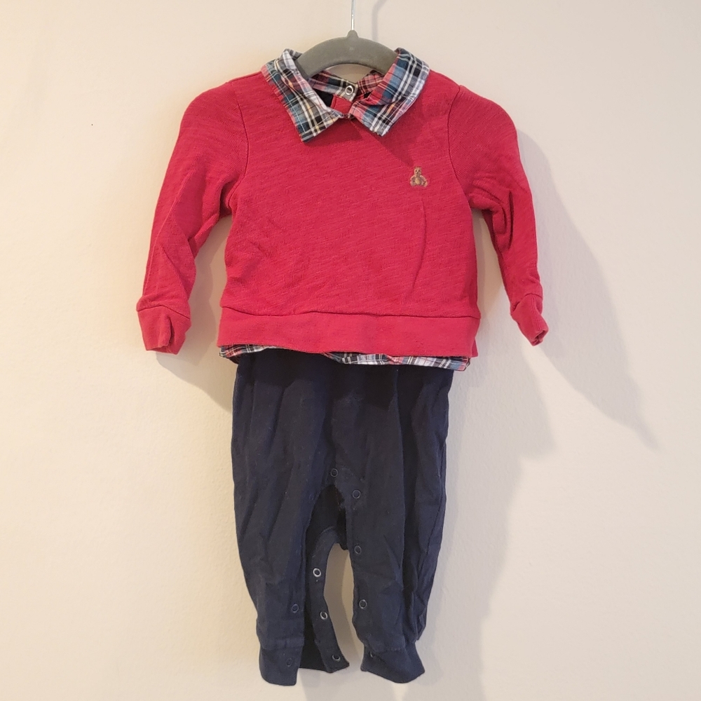 Baby Gap 6-12 months red plaid full Christmas outfit red plaid adorable Baby Boy